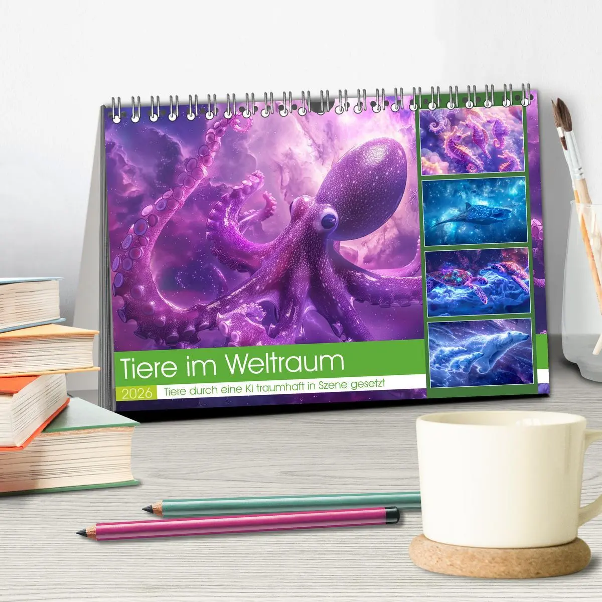 Bild: 9783457429037 | Tiere im Weltraum (Tischkalender 2026 DIN A5 quer), CALVENDO...