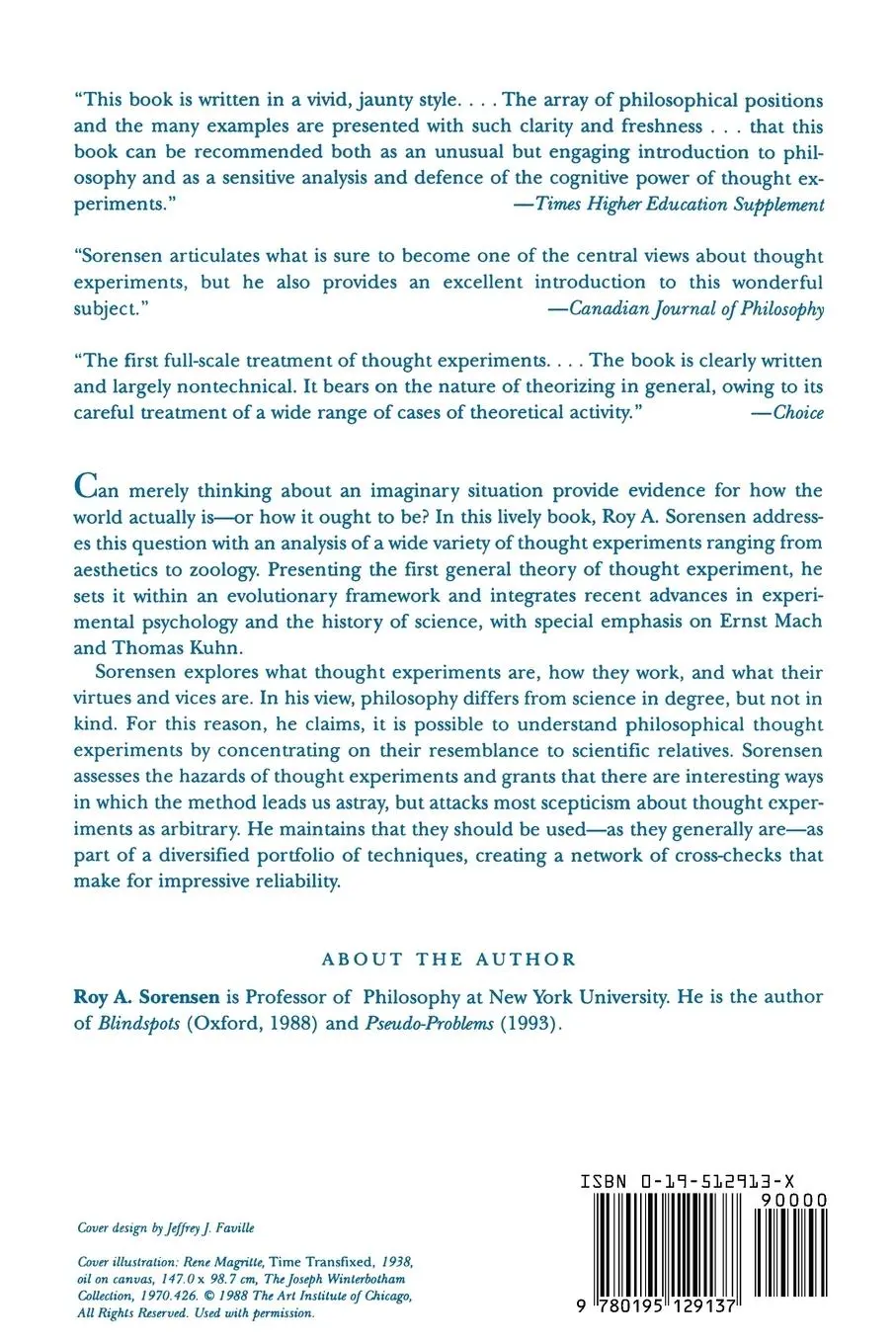 Rückseite: 9780195129137 | Thought Experiments | Roy A. Sorensen | Taschenbuch | Englisch | 1998