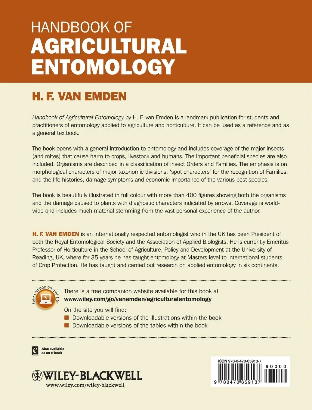 Rückseite: 9780470659137 | Handbook of Agricultural Entomology. Helmut Van Emden | Emden | Buch