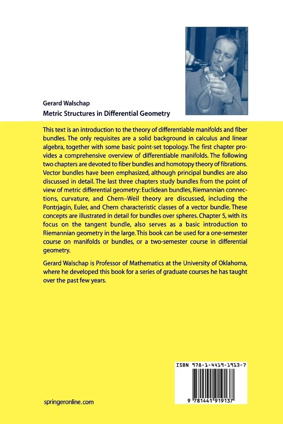 Rückseite: 9781441919137 | Metric Structures in Differential Geometry | Gerard Walschap | Buch