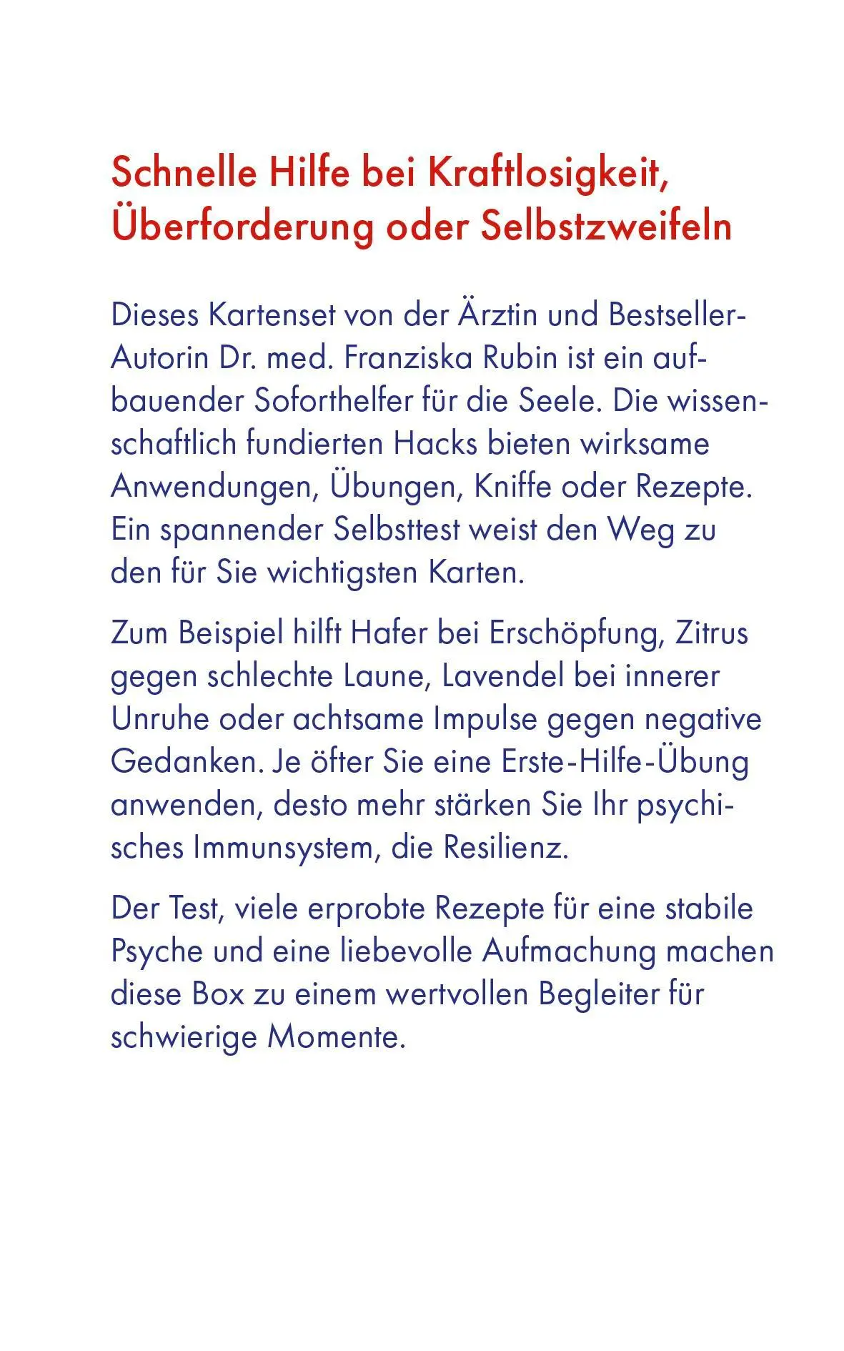 Rückseite: 9783426659137 | Die Erste-Hilfe-Box für die Seele | Franziska Rubin | Taschenbuch