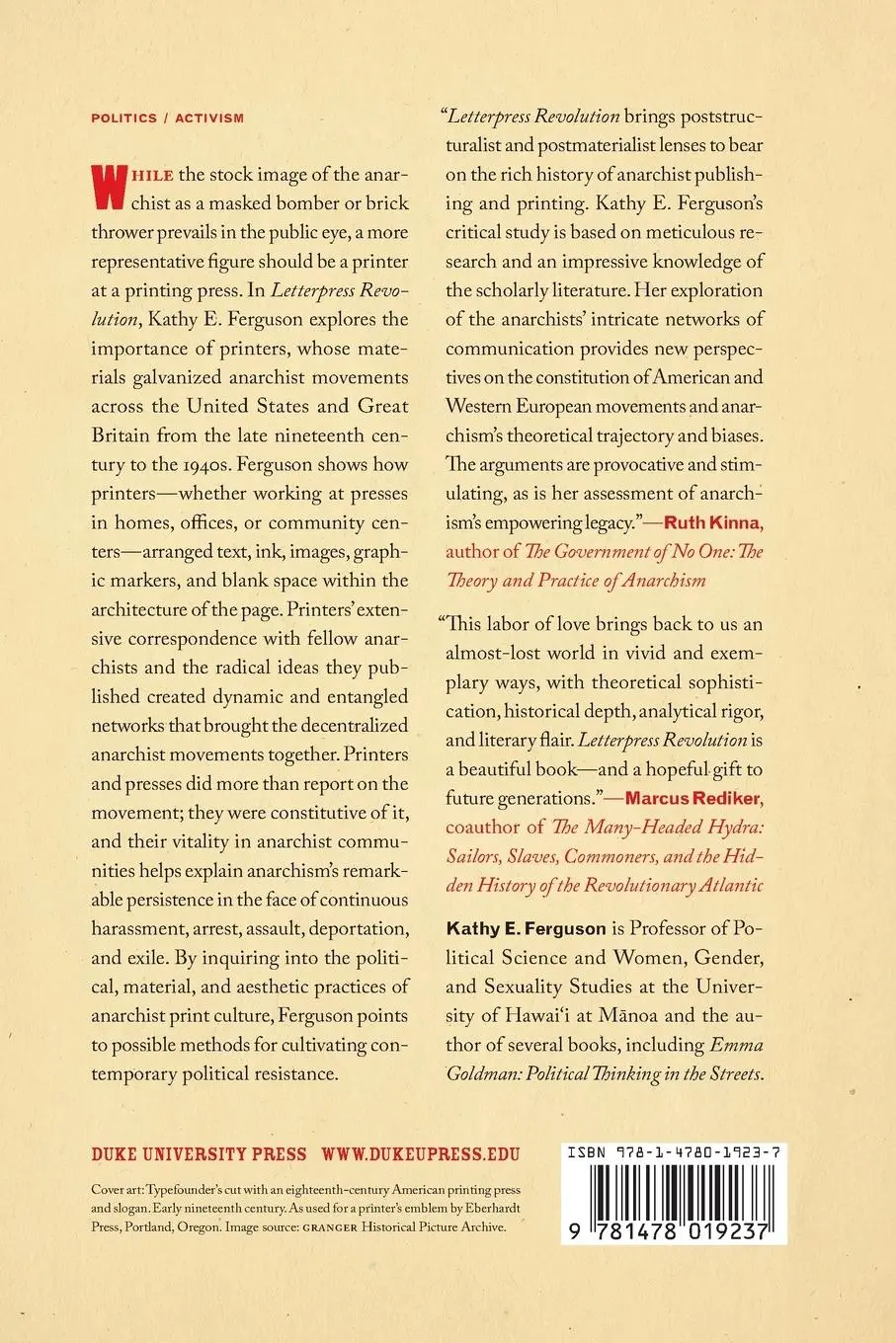 Rückseite: 9781478019237 | Letterpress Revolution | The Politics of Anarchist Print Culture