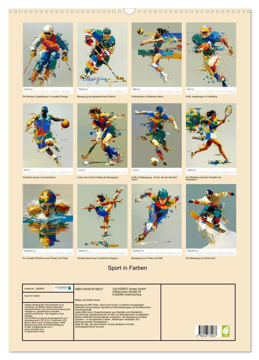 Bild: 9783516739237 | Sport in Farben (Wandkalender 2026 DIN A2 hoch), CALVENDO...