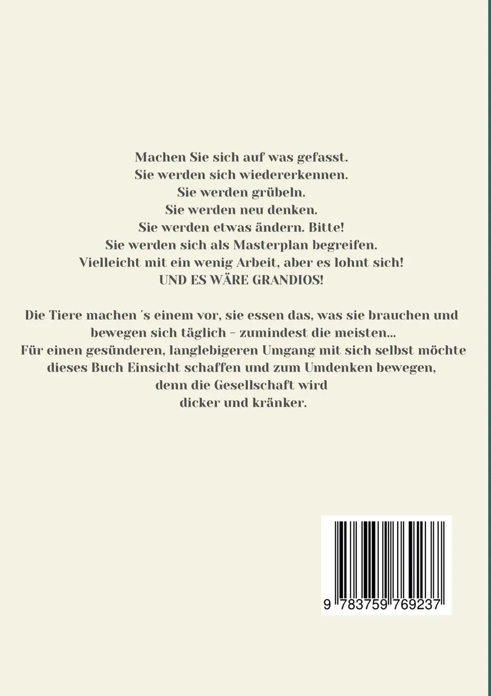 Rückseite: 9783759769237 | Iss klug! | ...und mach´s doch mal wie die Tiere. | S. Fischer | Buch