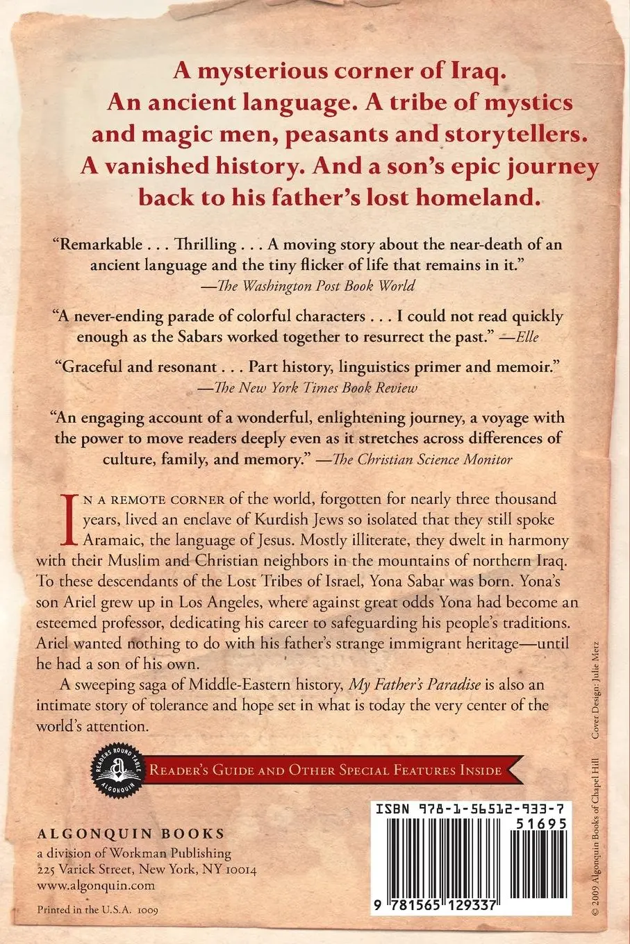 Rückseite: 9781565129337 | My Father's Paradise | A Son's Search for His Family's Past | Sabar