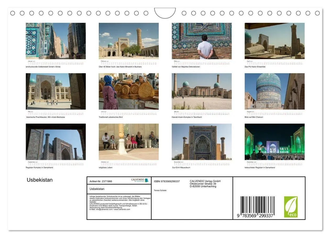 Bild: 9783569299337 | Usbekistan (Wandkalender 2027 DIN A4 quer), CALVENDO Monatskalender