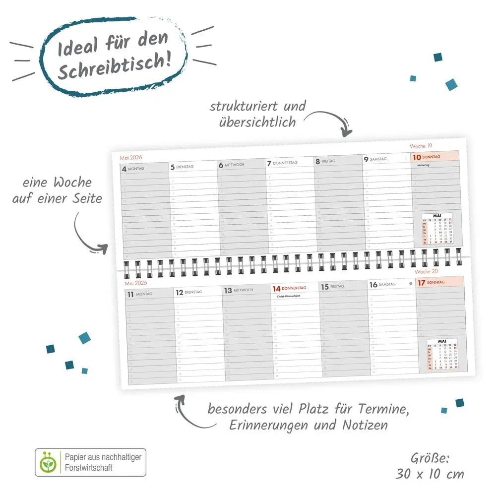 Bild: 4251901509437 | Trötsch Schreibtischquerkalender 1 2026 | Tischkalender Wochenkalender