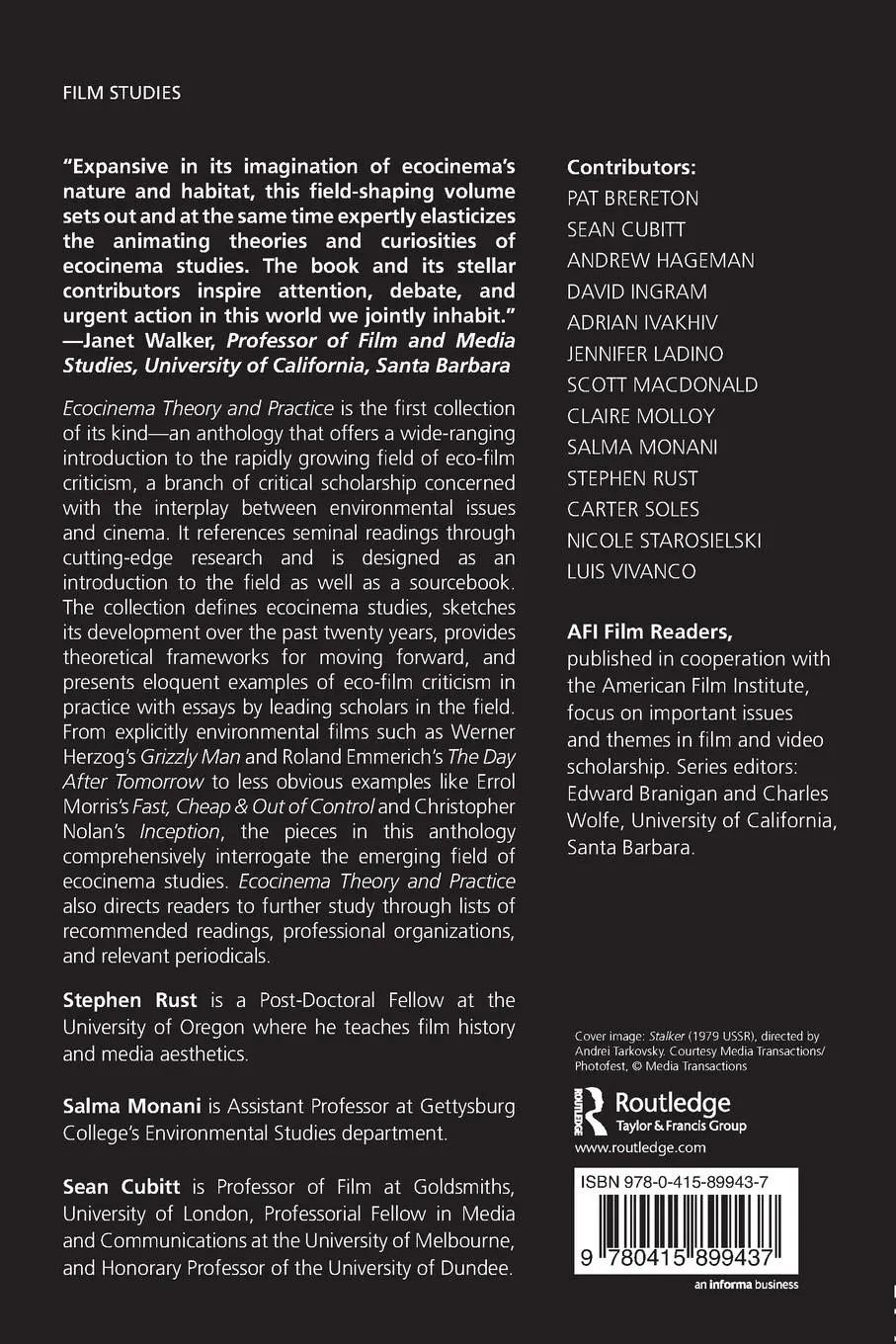 Rückseite: 9780415899437 | Ecocinema Theory and Practice | Stephen Rust (u. a.) | Taschenbuch