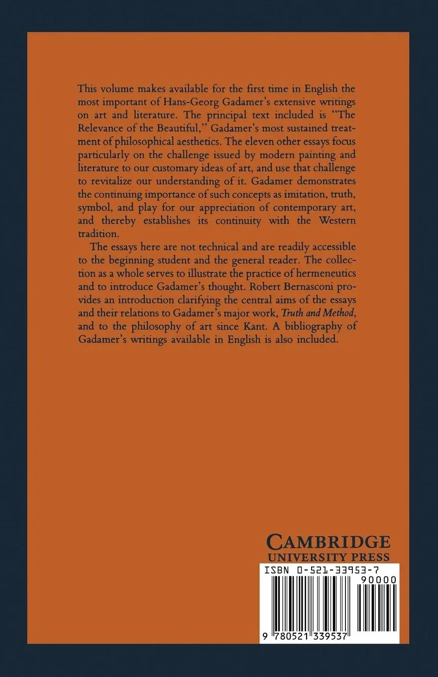 Rückseite: 9780521339537 | The Relevance of the Beautiful and Other Essays | Gadamer (u. a.)
