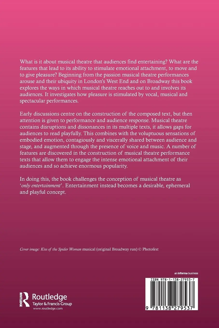 Rückseite: 9781138279537 | Musical Theatre, Realism and Entertainment | Millie Taylor | Buch