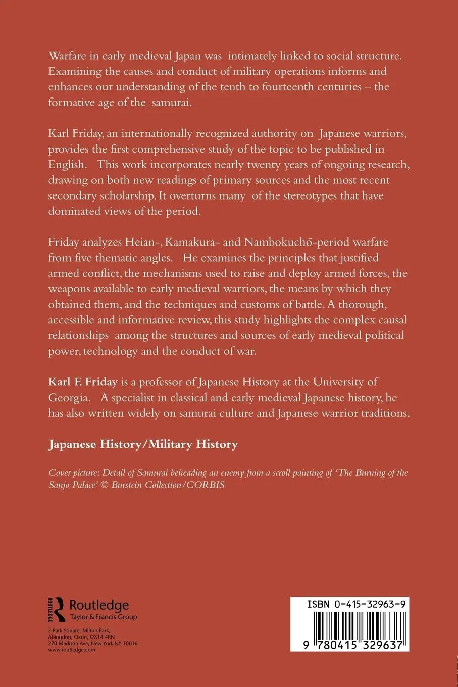 Rückseite: 9780415329637 | Samurai, Warfare and the State in Early Medieval Japan | Friday | Buch