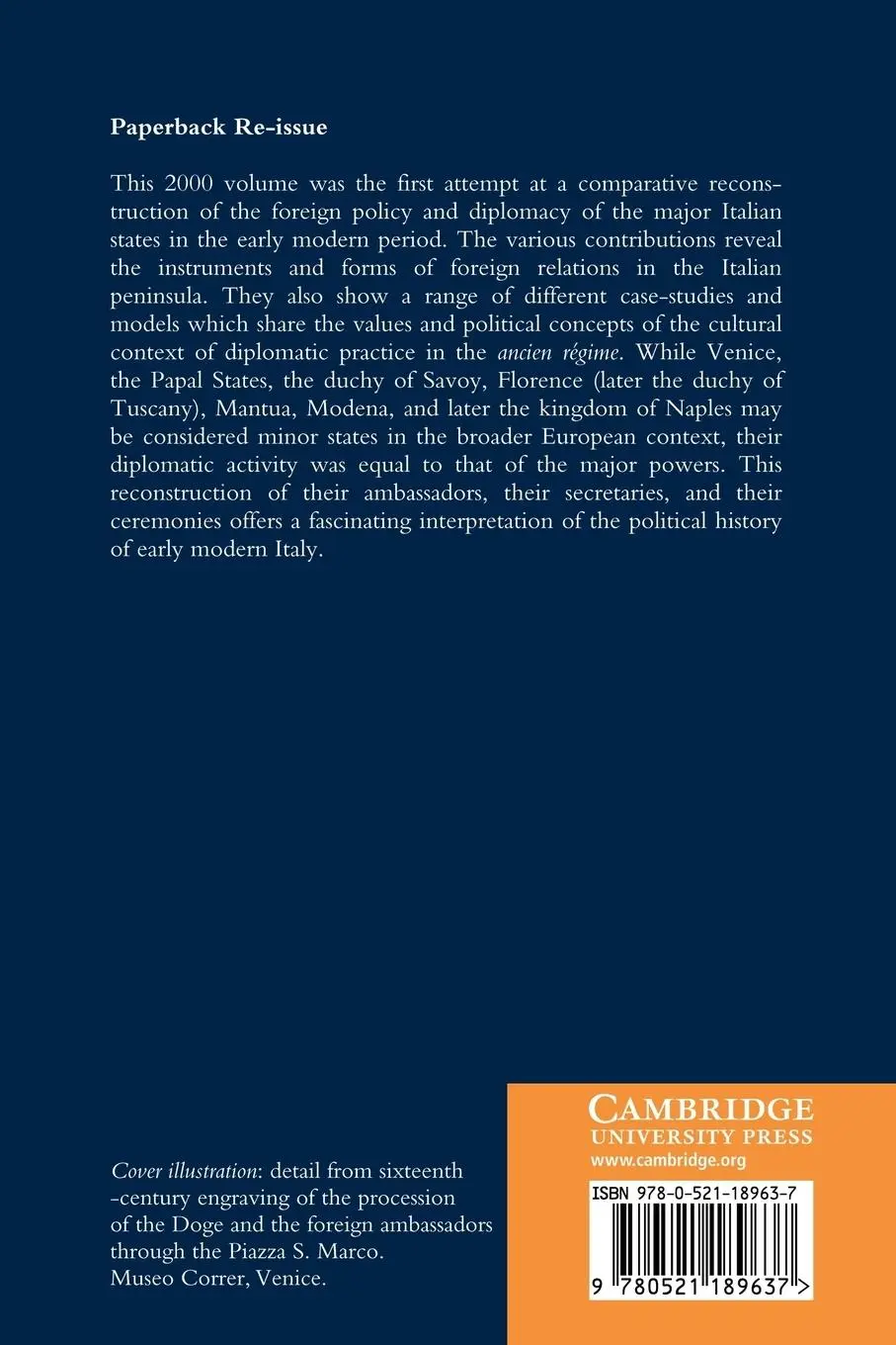 Rückseite: 9780521189637 | Politics and Diplomacy in Early Modern Italy | Daniela Frigo | Buch