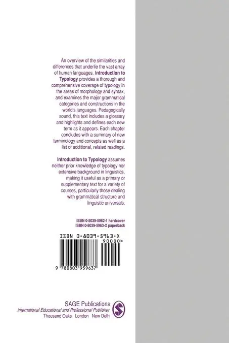 Rückseite: 9780803959637 | Introduction to Typology | The Unity and Diversity of Language | Buch