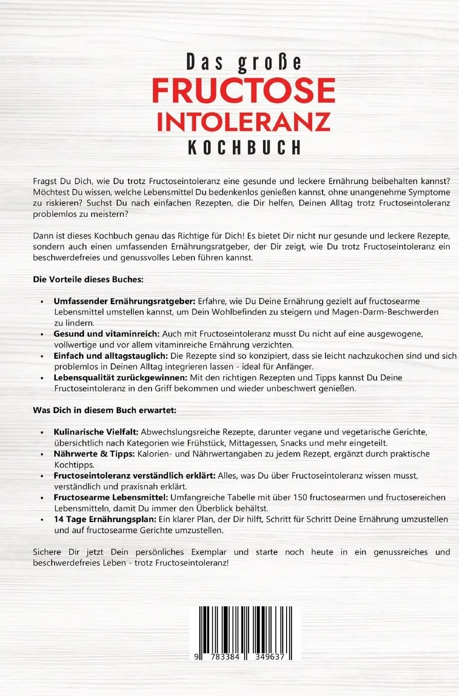 Rückseite: 9783384349637 | Das große Fructoseintoleranz Kochbuch | Lisa Ackermann | Buch | 176 S.