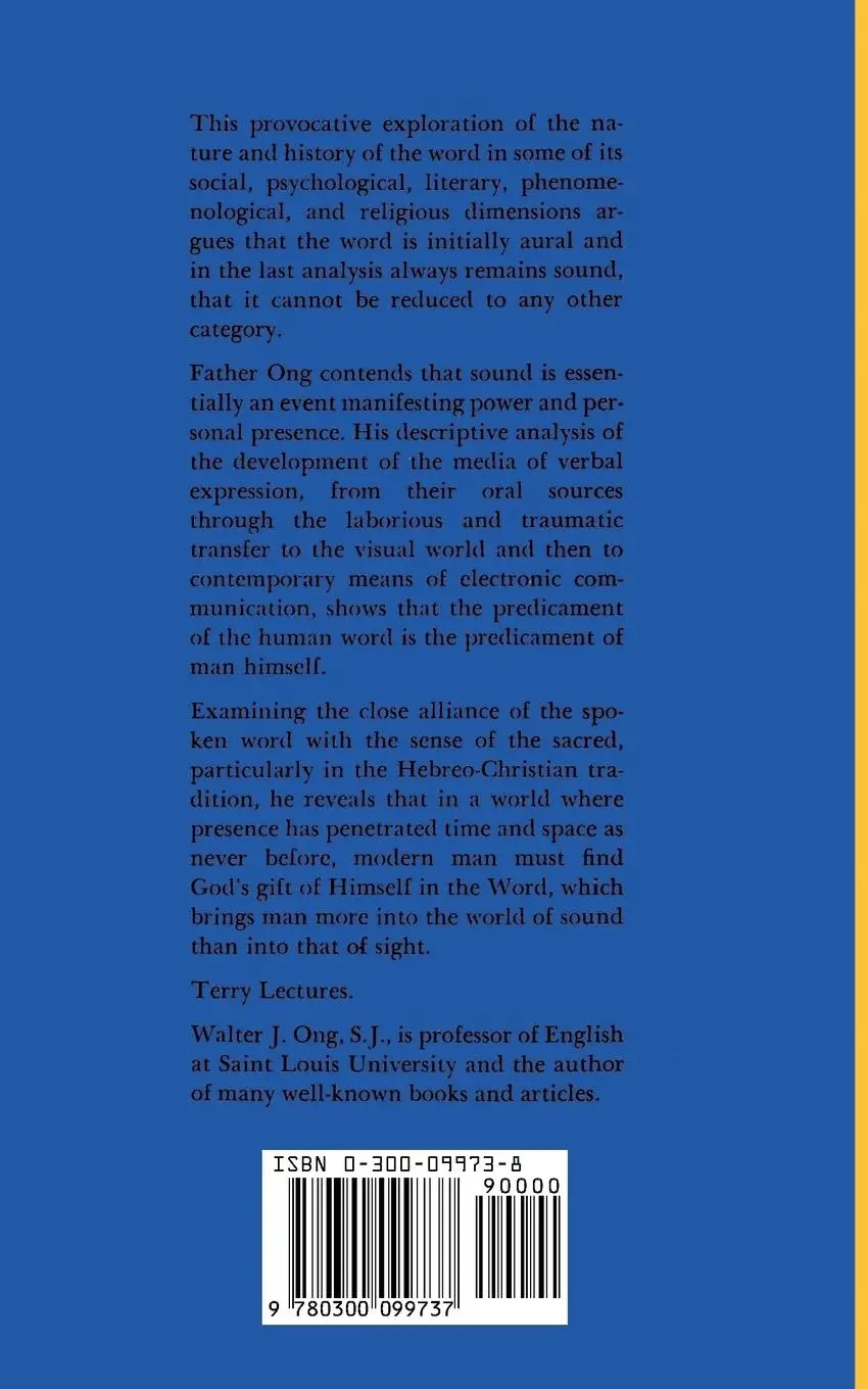 Rückseite: 9780300099737 | The Presence of the Word | Walter J. Ong | Taschenbuch | Englisch