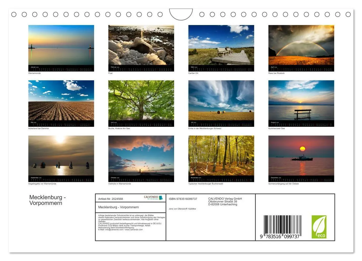Bild: 9783516099737 | Mecklenburg - Vorpommern (Wandkalender 2026 DIN A4 quer), CALVENDO...
