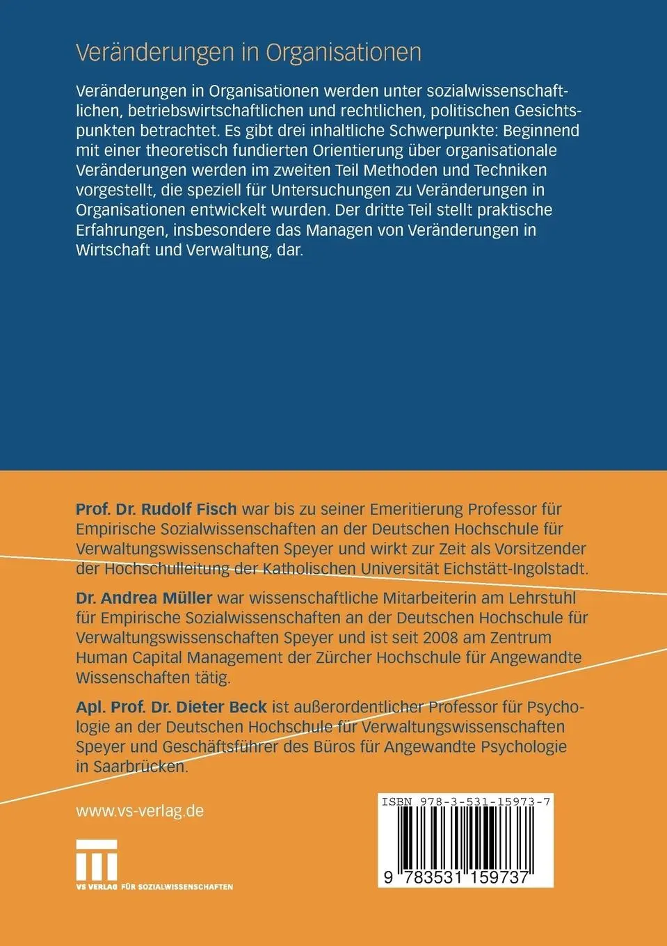 Rückseite: 9783531159737 | Veränderungen in Organisationen | Stand und Perspektiven | Taschenbuch