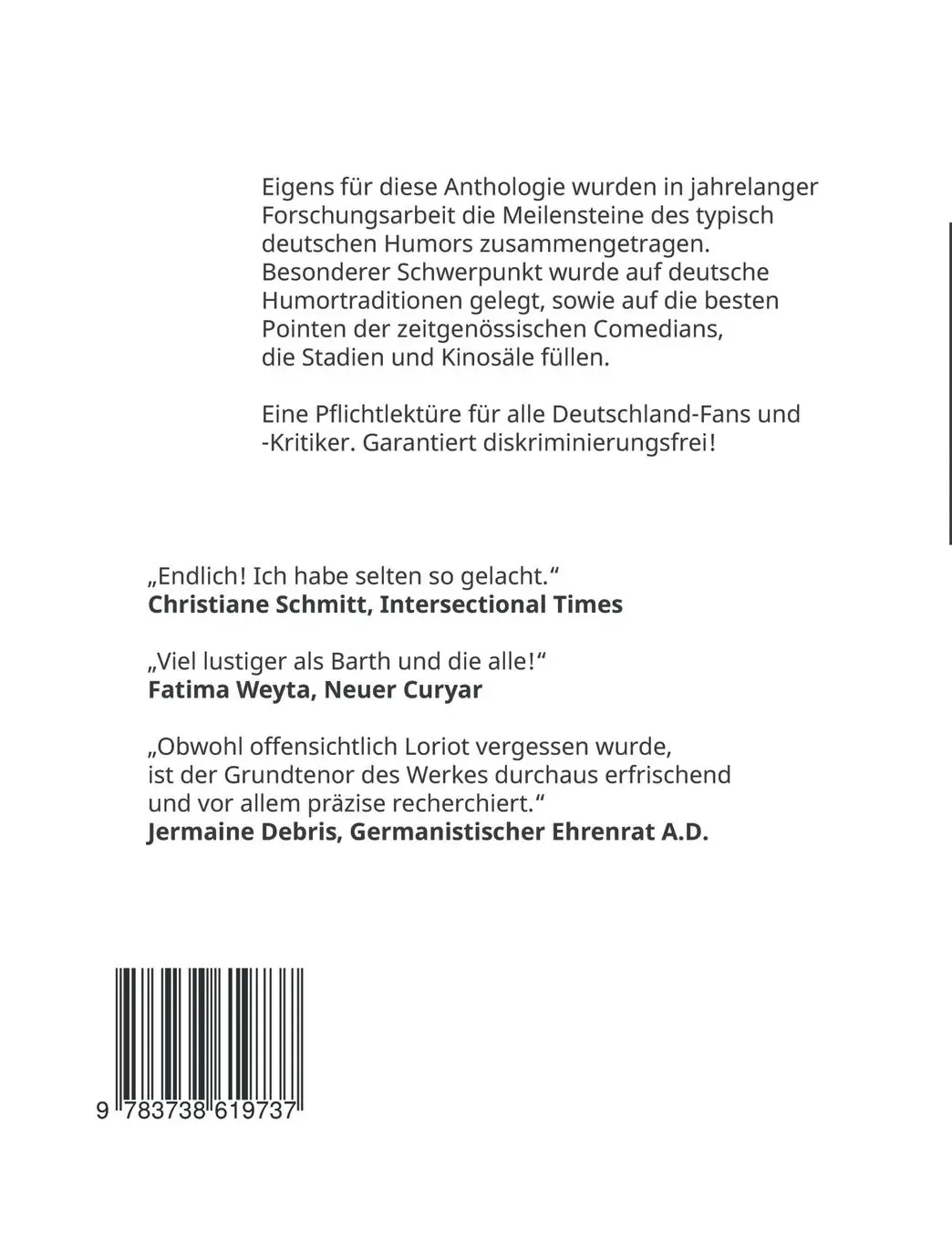 Rückseite: 9783738619737 | Deutscher Humor | Eine Sammlung der besten Beiträge | Noah Sow | Buch