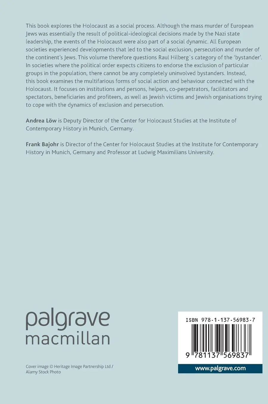 Rückseite: 9781137569837 | The Holocaust and European Societies | Andrea Löw (u. a.) | Buch | ix