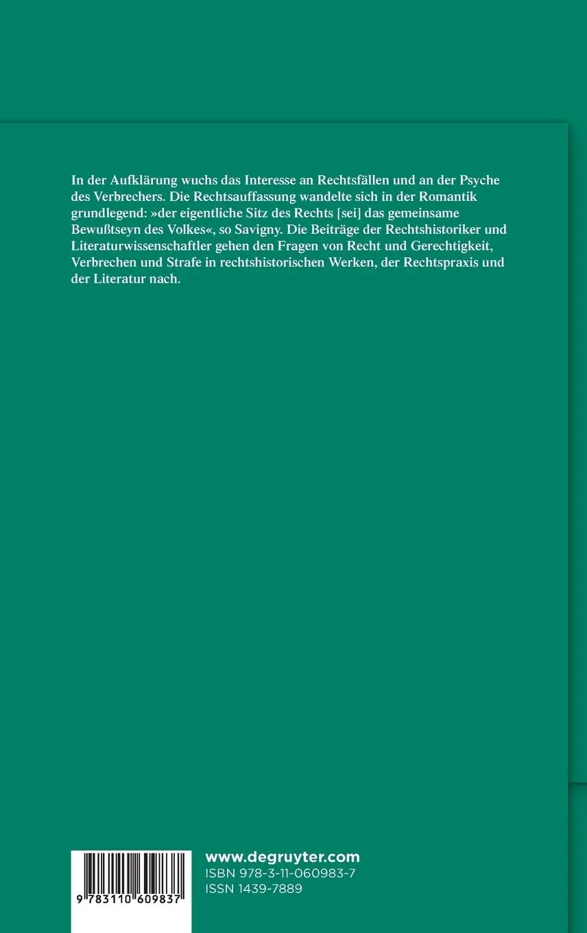 Rückseite: 9783110609837 | Romantik und Recht | Recht und Sprache, Rechtsfälle und Gerechtigkeit