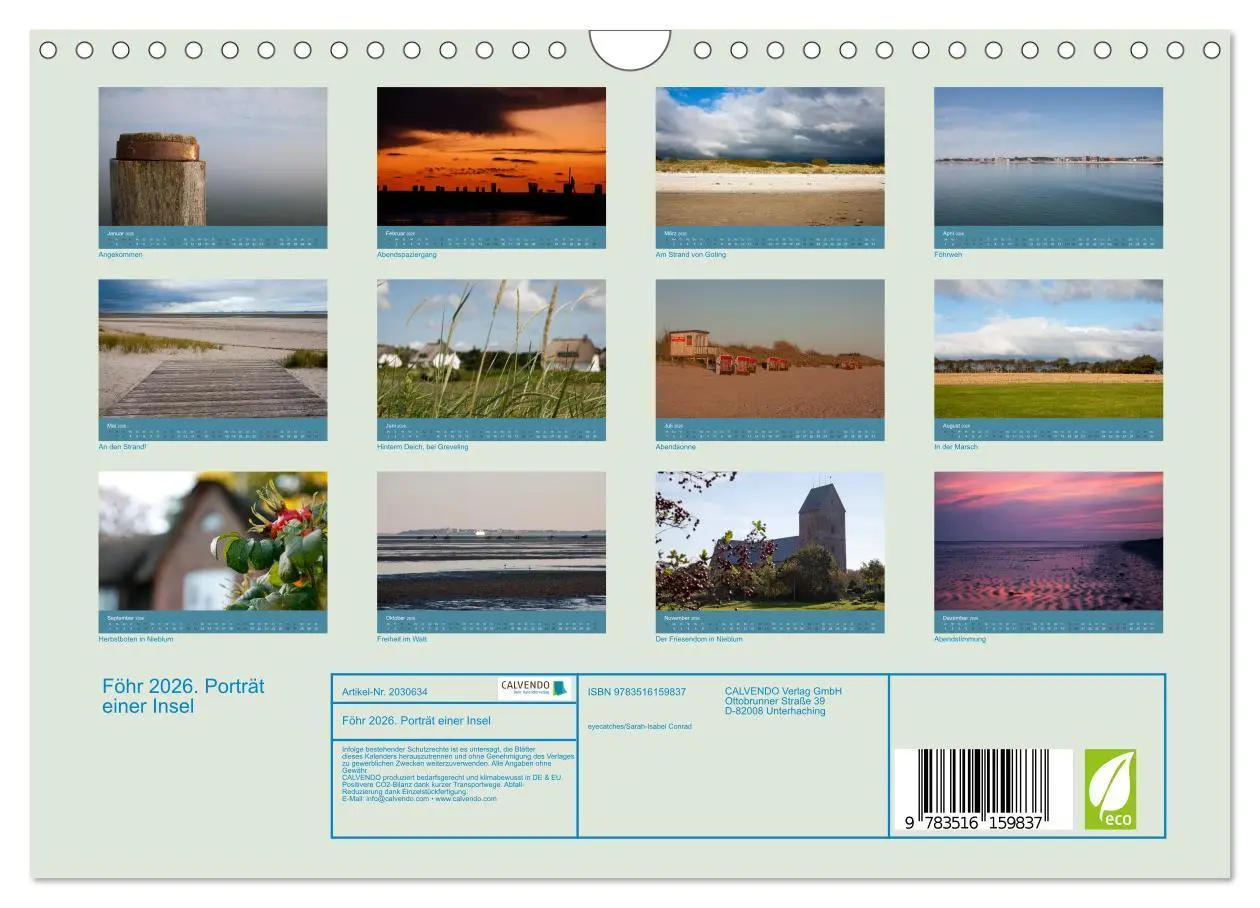 Bild: 9783516159837 | Föhr 2026. Porträt einer Insel (Wandkalender 2026 DIN A4 quer),...