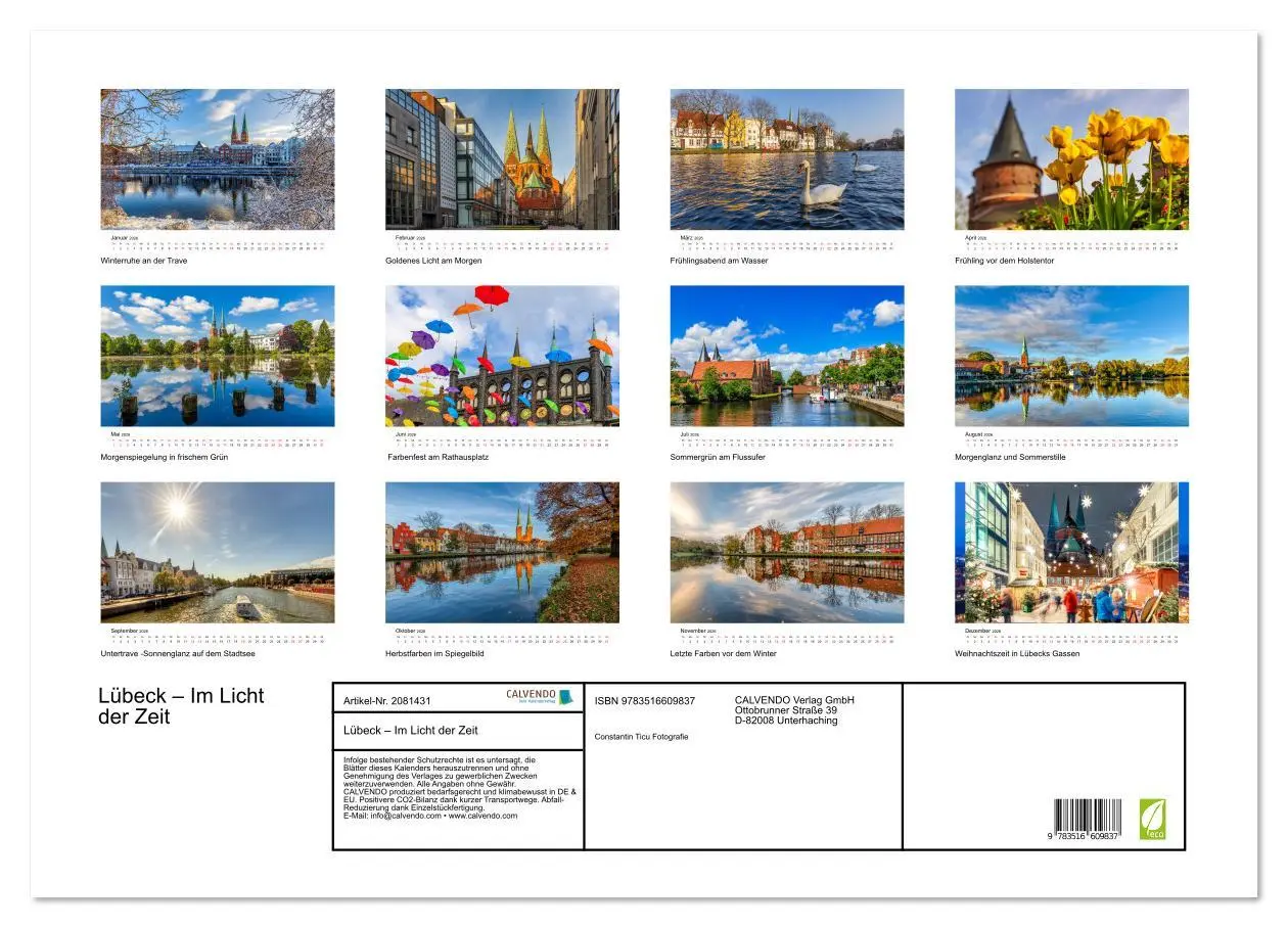 Bild: 9783516609837 | Lübeck - Im Licht der Zeit (Wandkalender 2026 DIN A2 quer),...