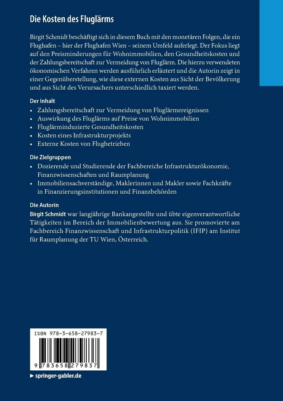 Rückseite: 9783658279837 | Die Kosten des Fluglärms | Birgit Schmidt | Taschenbuch | xxxiii