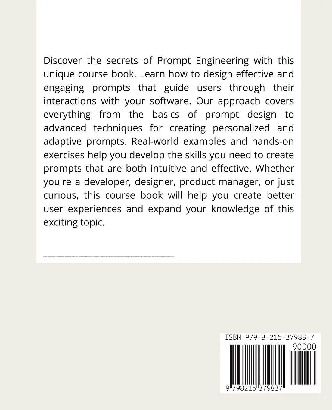 Rückseite: 9798215379837 | Coursebook Prompt Engineering | A. Scholtens | Taschenbuch | Englisch