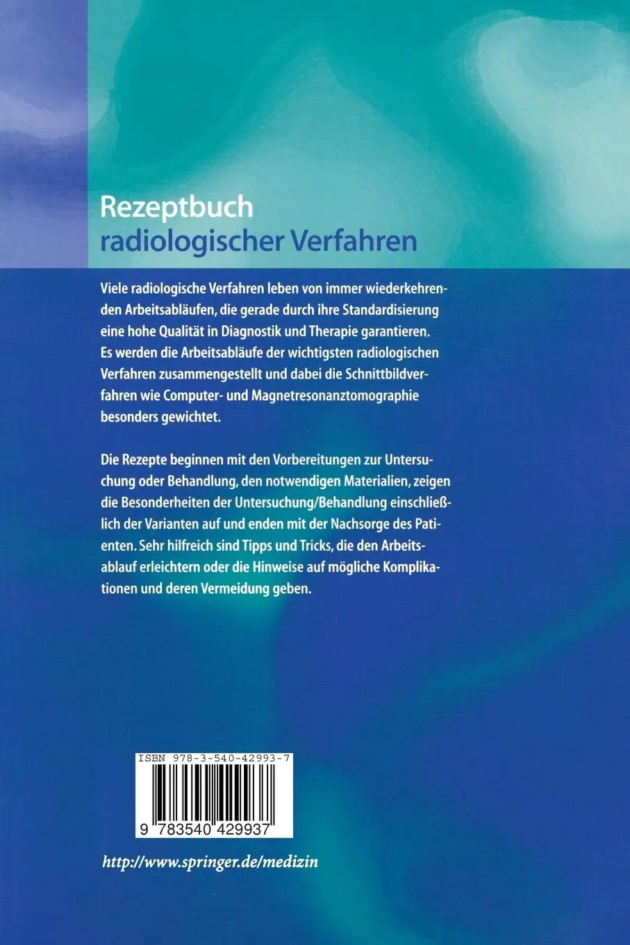 Rückseite: 9783540429937 | Rezeptbuch radiologischer Verfahren | Emil Reif (u. a.) | Taschenbuch