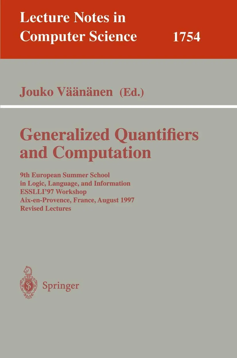 Cover: 9783540669937 | Generalized Quantifiers and Computation | Jouko Väänänen | Taschenbuch