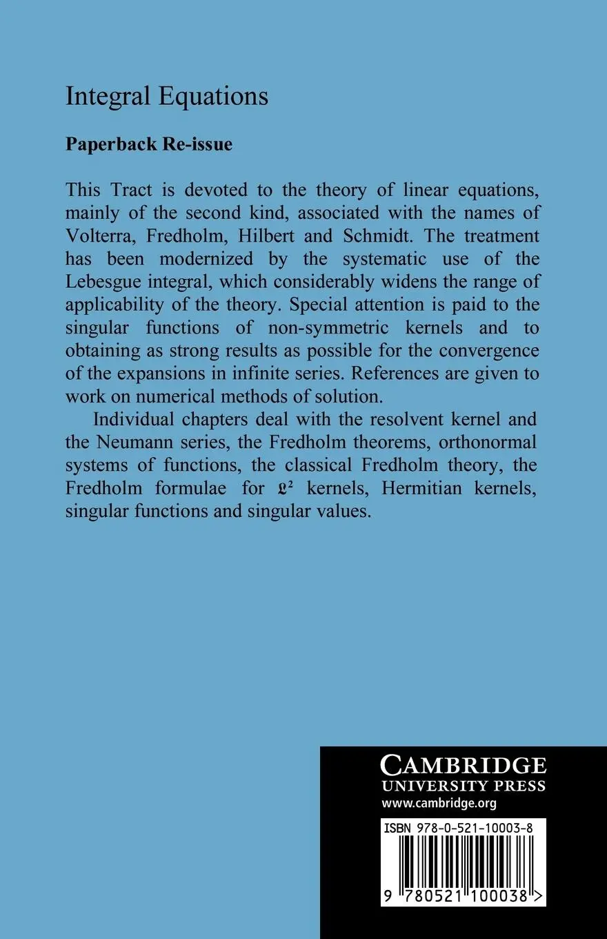 Rückseite: 9780521100038 | Integral Equations | Smithies (u. a.) | Taschenbuch | Englisch | 2008