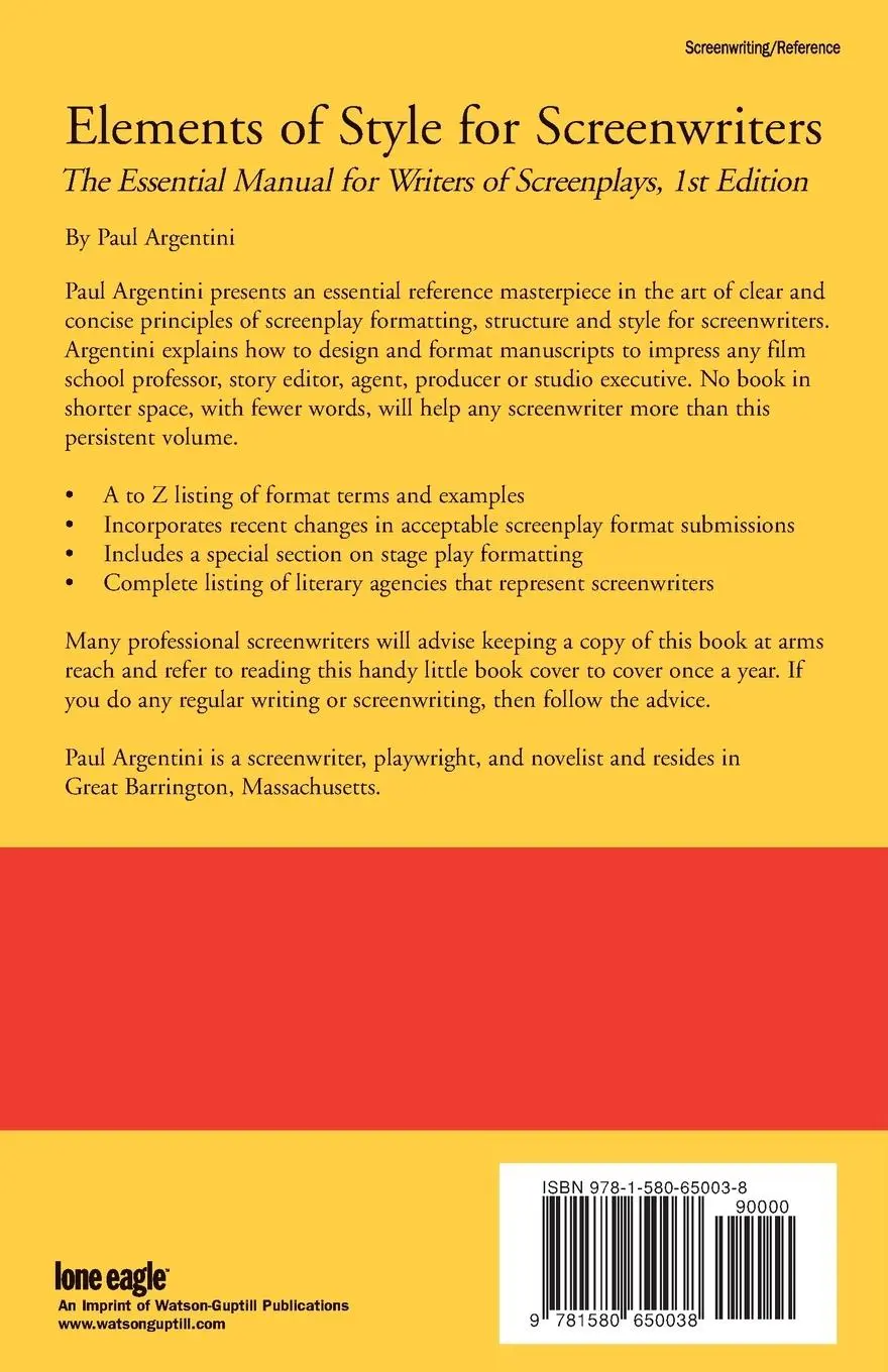 Rückseite: 9781580650038 | Elements of Style for Screenwriters | Paul Argentini | Taschenbuch