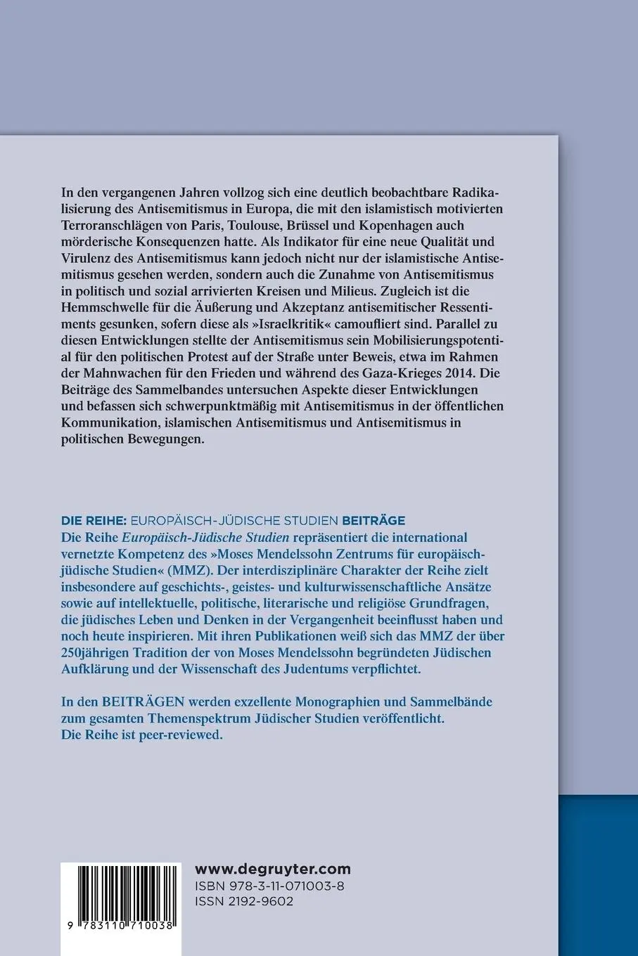 Rückseite: 9783110710038 | Antisemitismus im 21. Jahrhundert | Bodo Kahmann (u. a.) | Taschenbuch