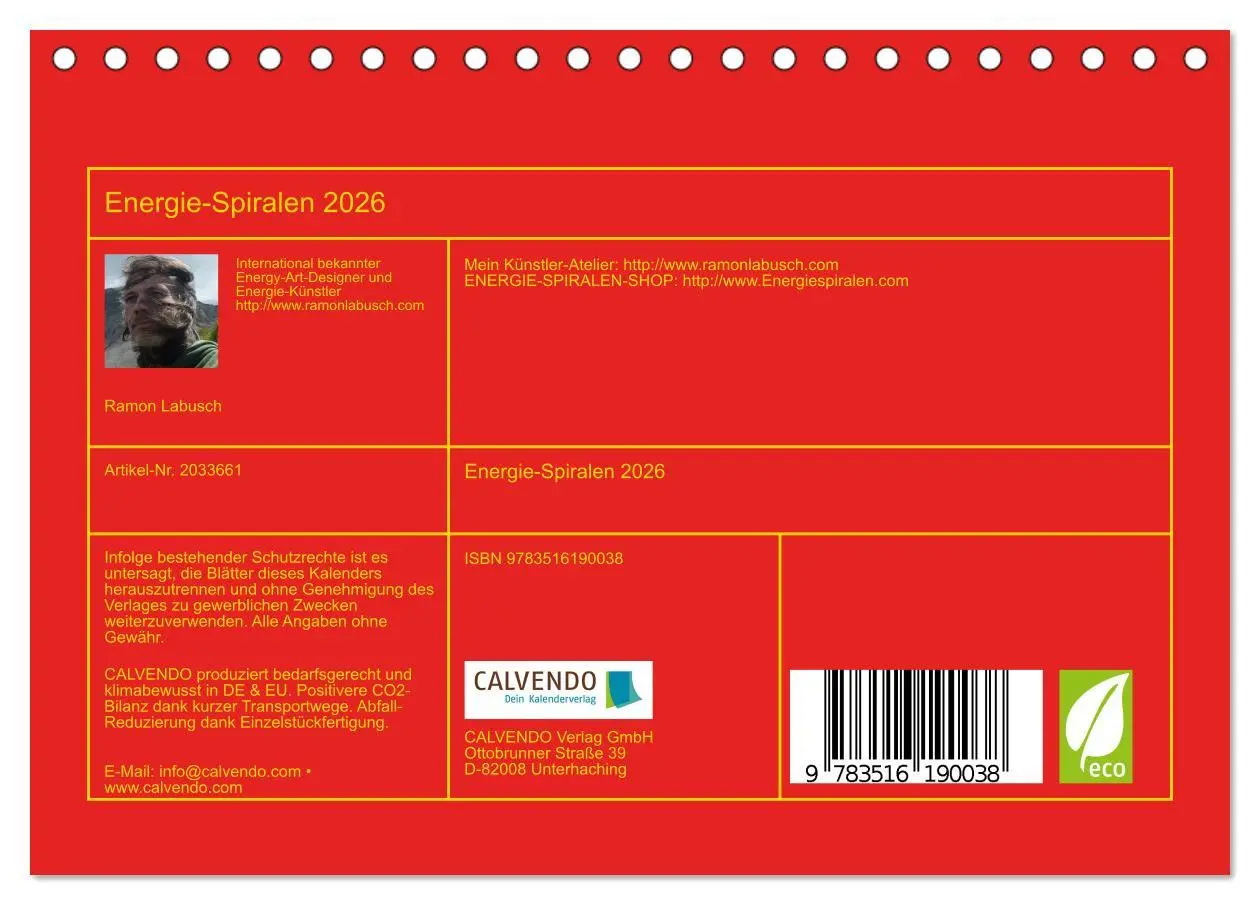 Bild: 9783516190038 | Energie-Spiralen 2026 (Tischkalender 2026 DIN A5 quer), CALVENDO...