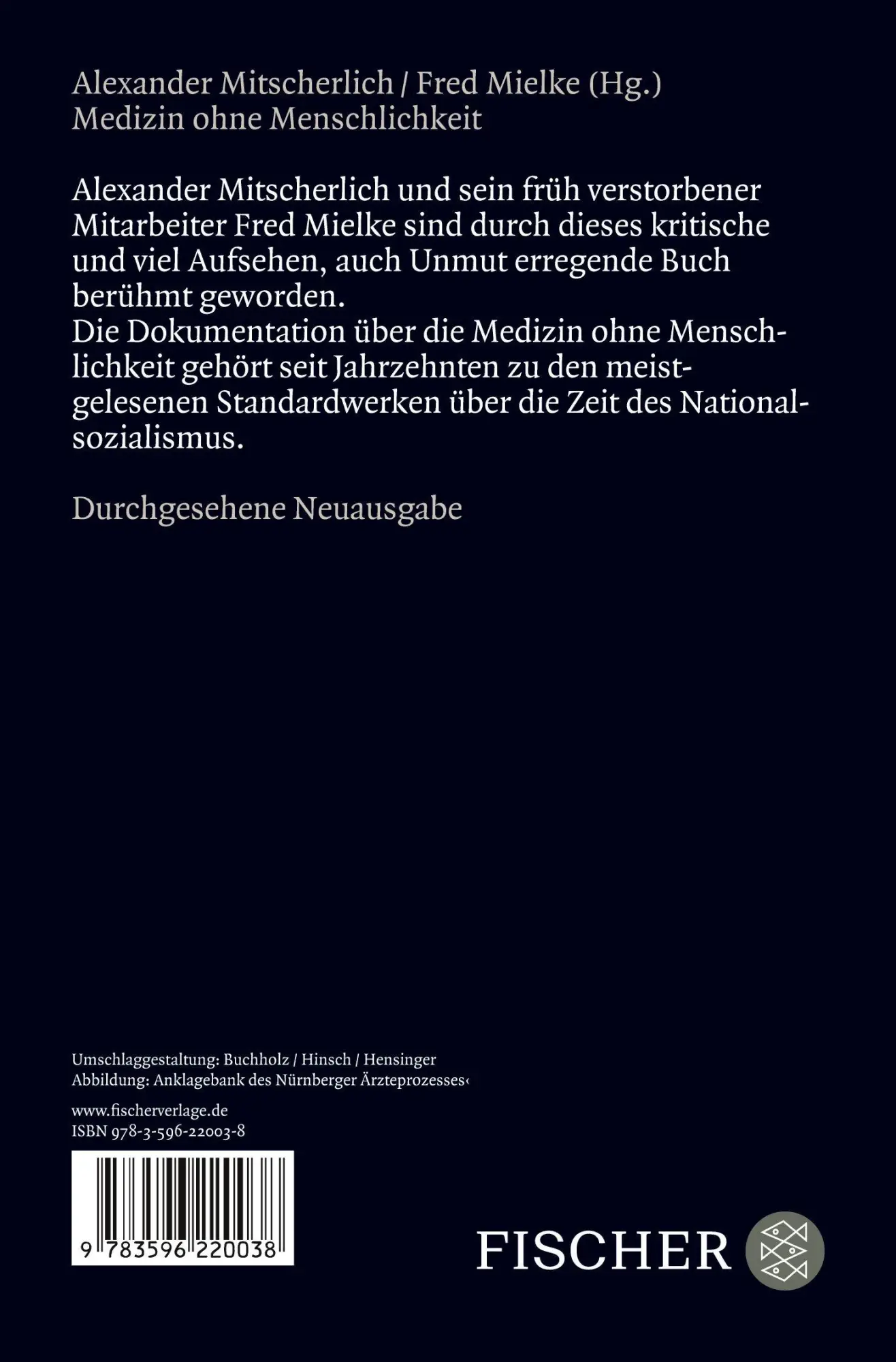 Rückseite: 9783596220038 | Medizin ohne Menschlichkeit | Dokumente des Nürnberger Ärzteprozesses