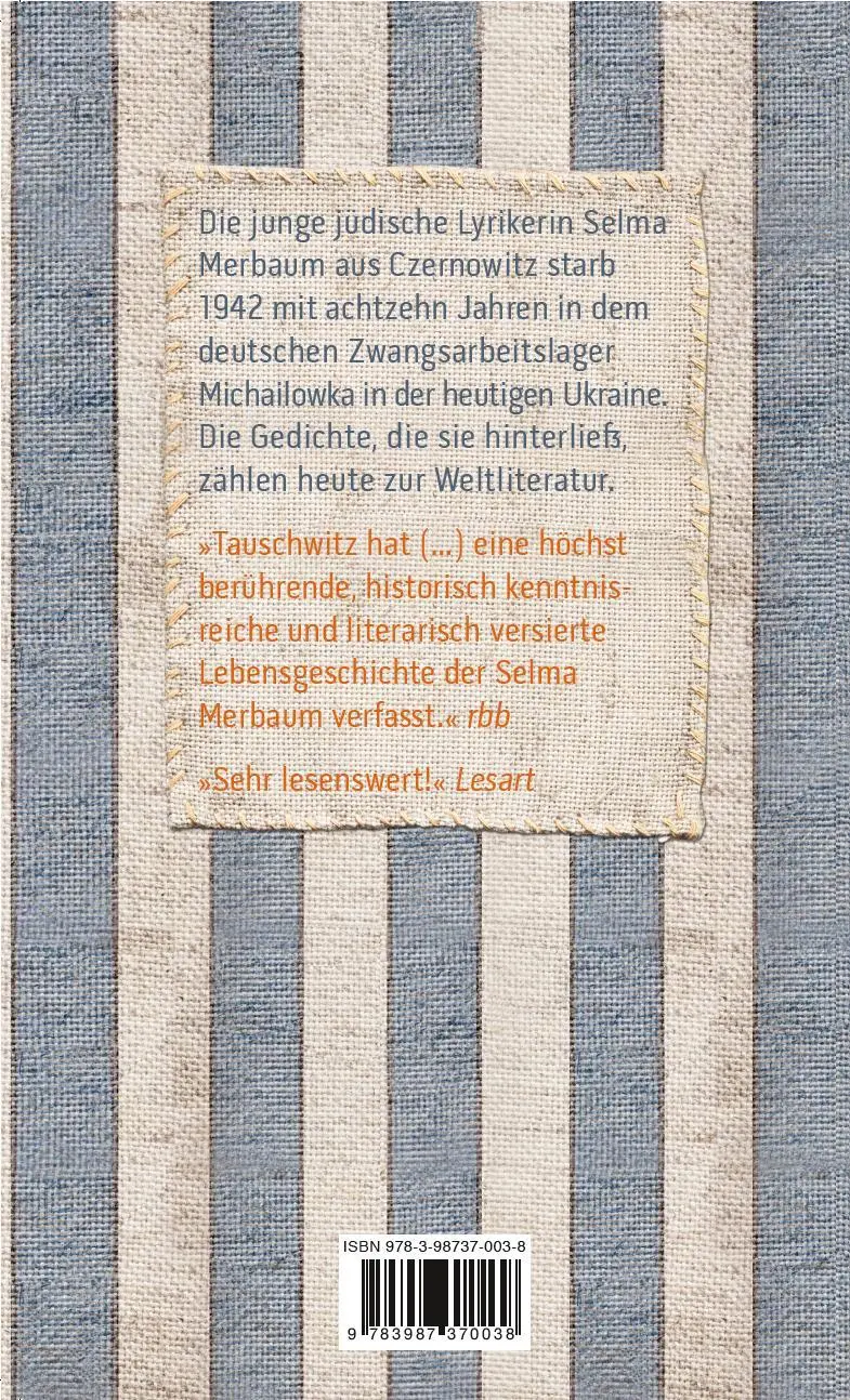 Rückseite: 9783987370038 | Selma Merbaum - Ich habe keine Zeit gehabt zuende zu schreiben | Buch