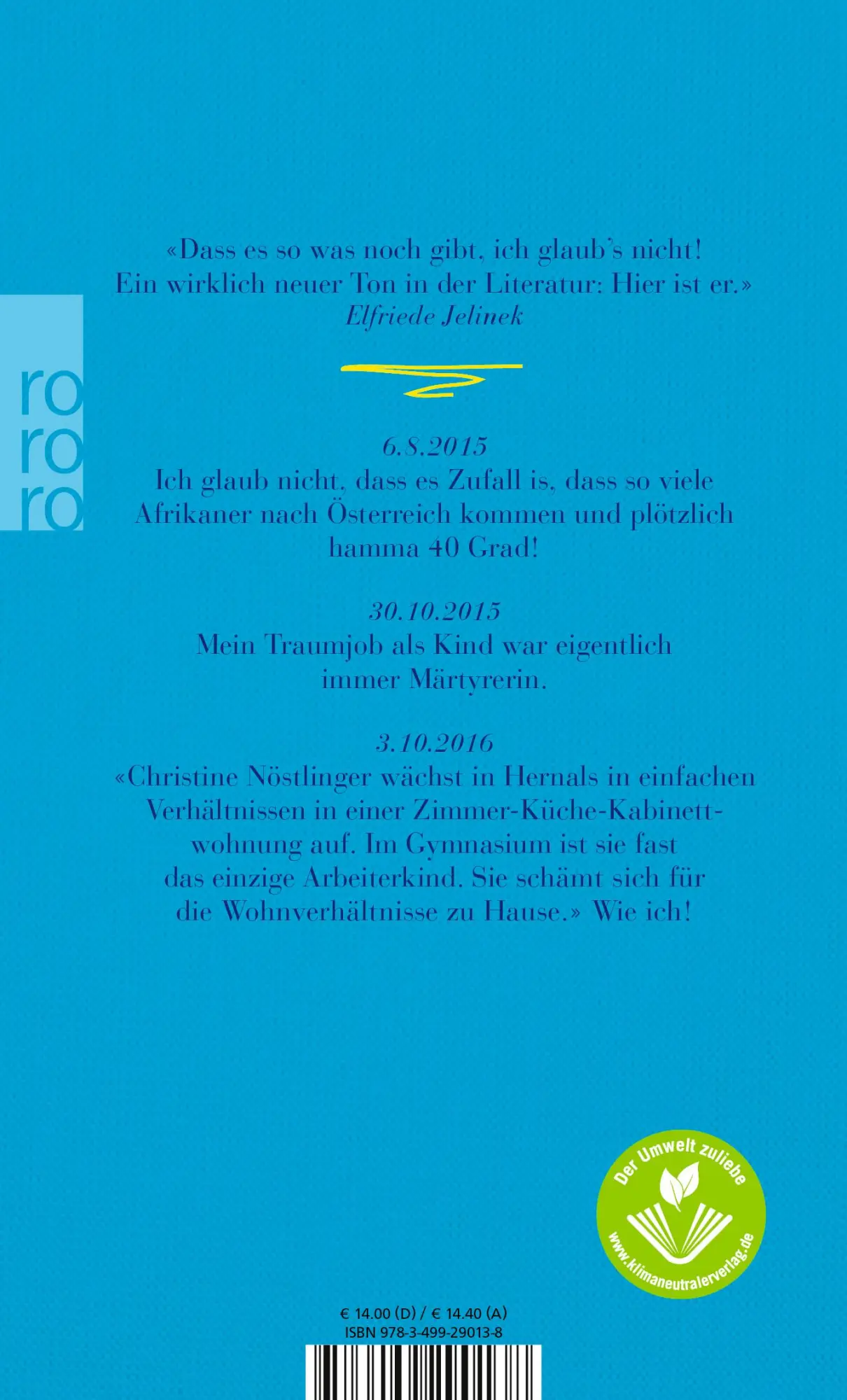 Rückseite: 9783499290138 | Statusmeldungen | Stefanie Sargnagel | Taschenbuch | 304 S. | Deutsch