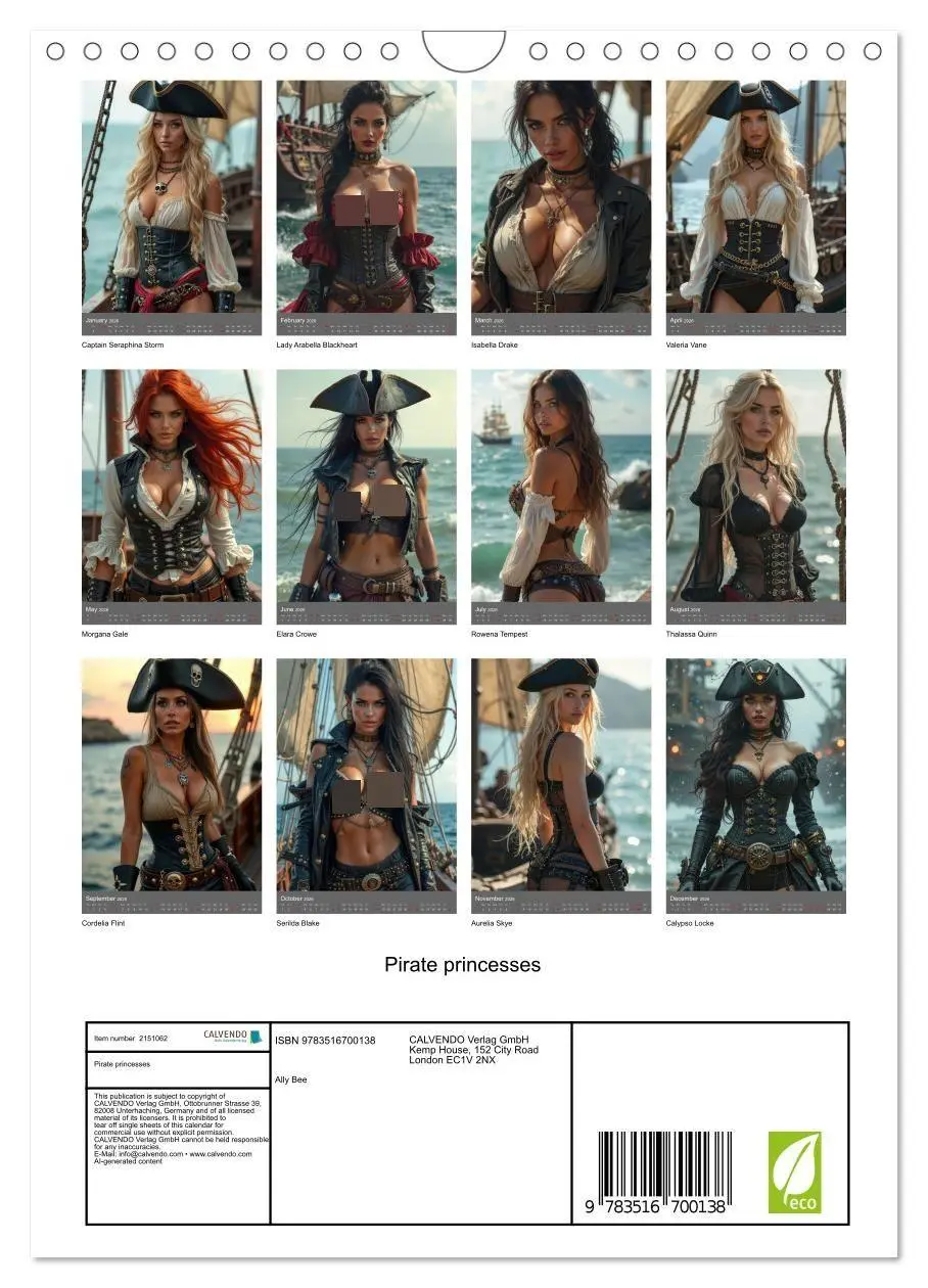 Bild: 9783516700138 | Pirate princesses (Wall Calendar 2026 DIN A4 portrait), CALVENDO 12...