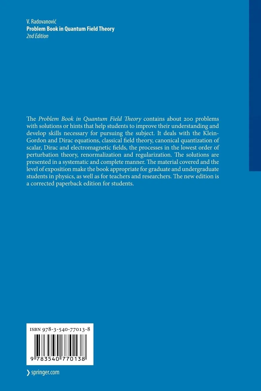 Rückseite: 9783540770138 | Problem Book in Quantum Field Theory | Voja Radovanovic | Taschenbuch
