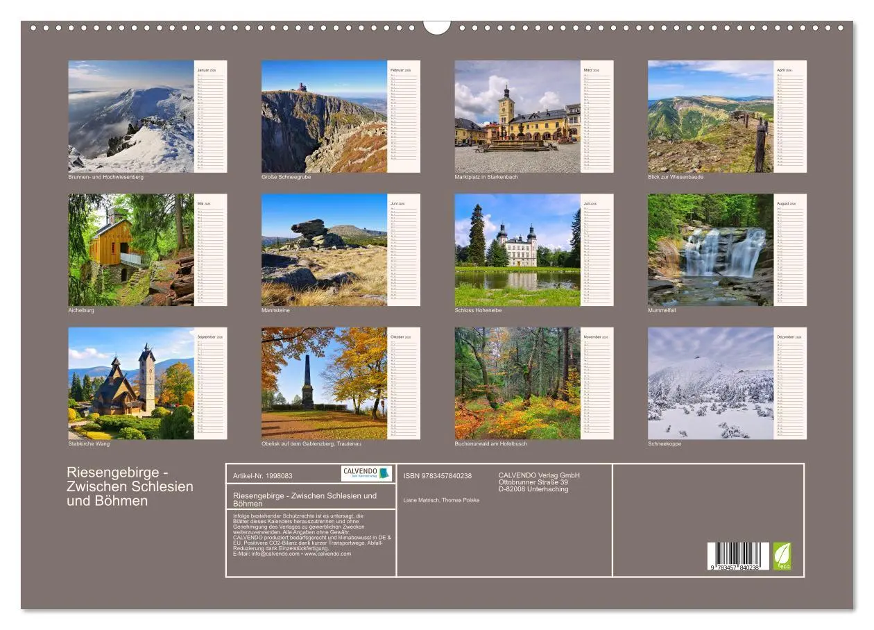 Bild: 9783457840238 | Riesengebirge - Zwischen Schlesien und Böhmen (Wandkalender 2026...