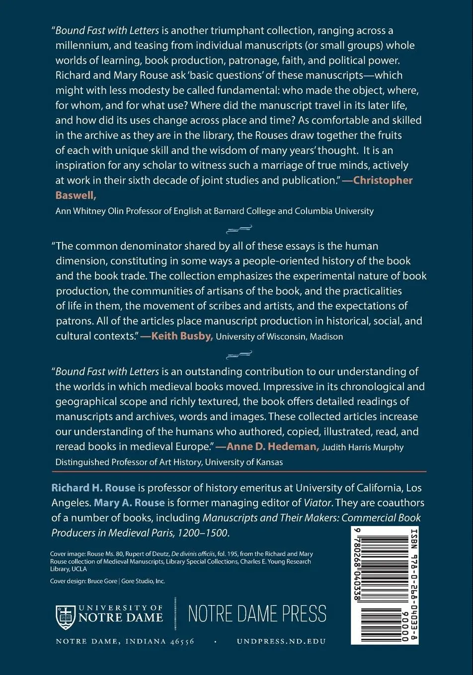 Rückseite: 9780268040338 | Bound Fast with Letters | Medieval Writers, Readers, and Texts | Buch