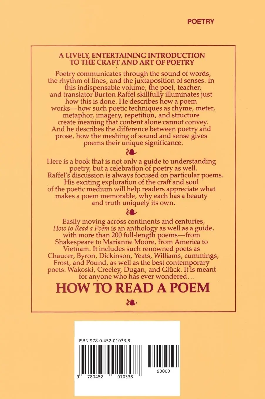 Rückseite: 9780452010338 | How to Read a Poem | Burton Raffel | Taschenbuch | Englisch | 1984
