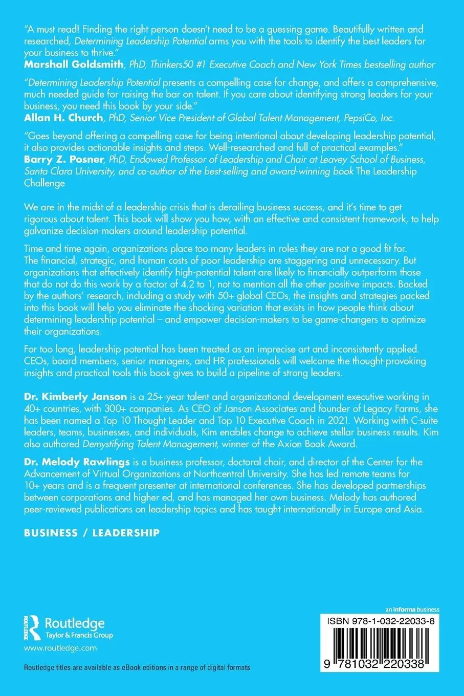Rückseite: 9781032220338 | Determining Leadership Potential | Kimberly Janson (u. a.) | Buch