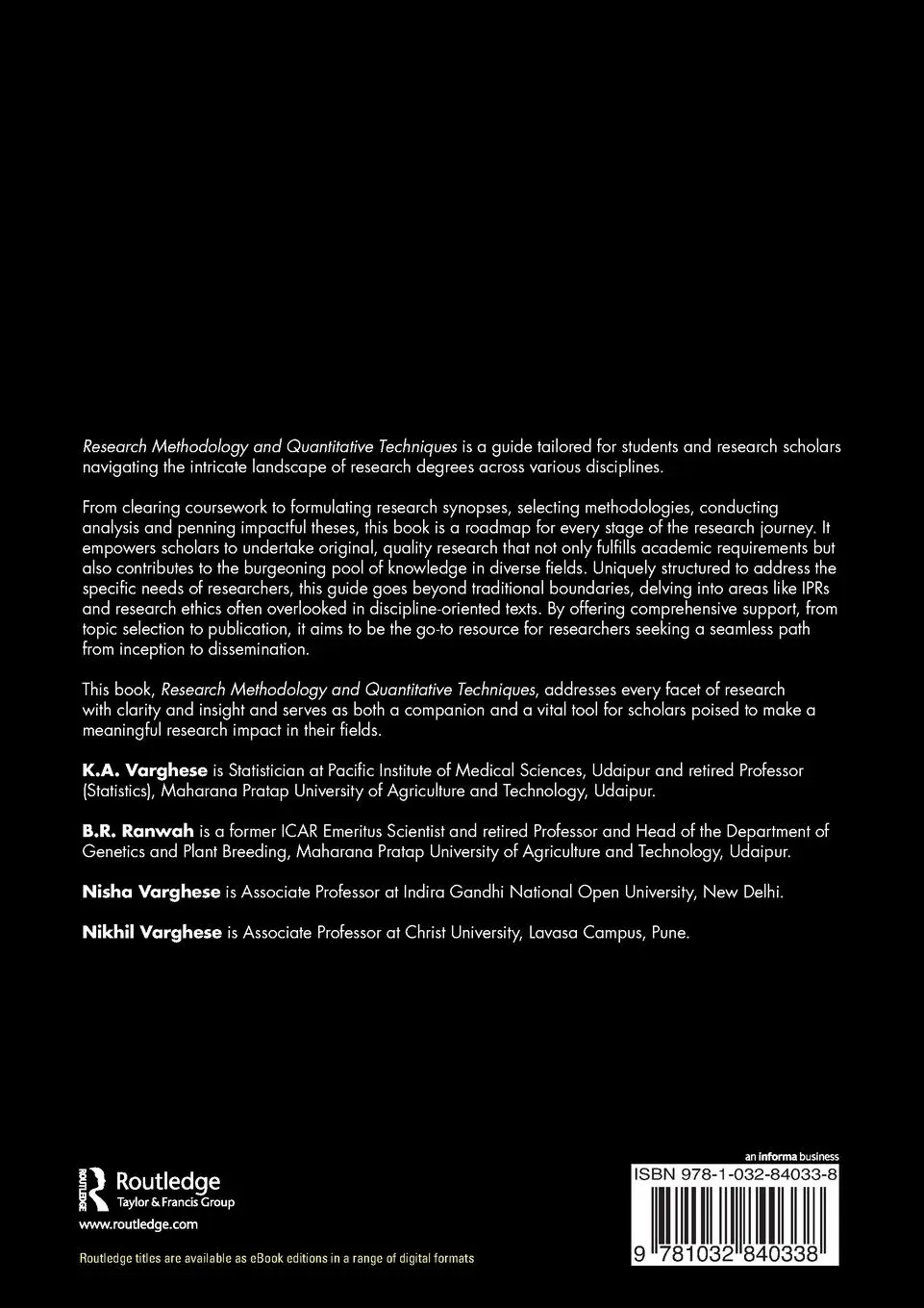 Rückseite: 9781032840338 | Research Methodology and Quantitative Techniques | Varghese (u. a.)