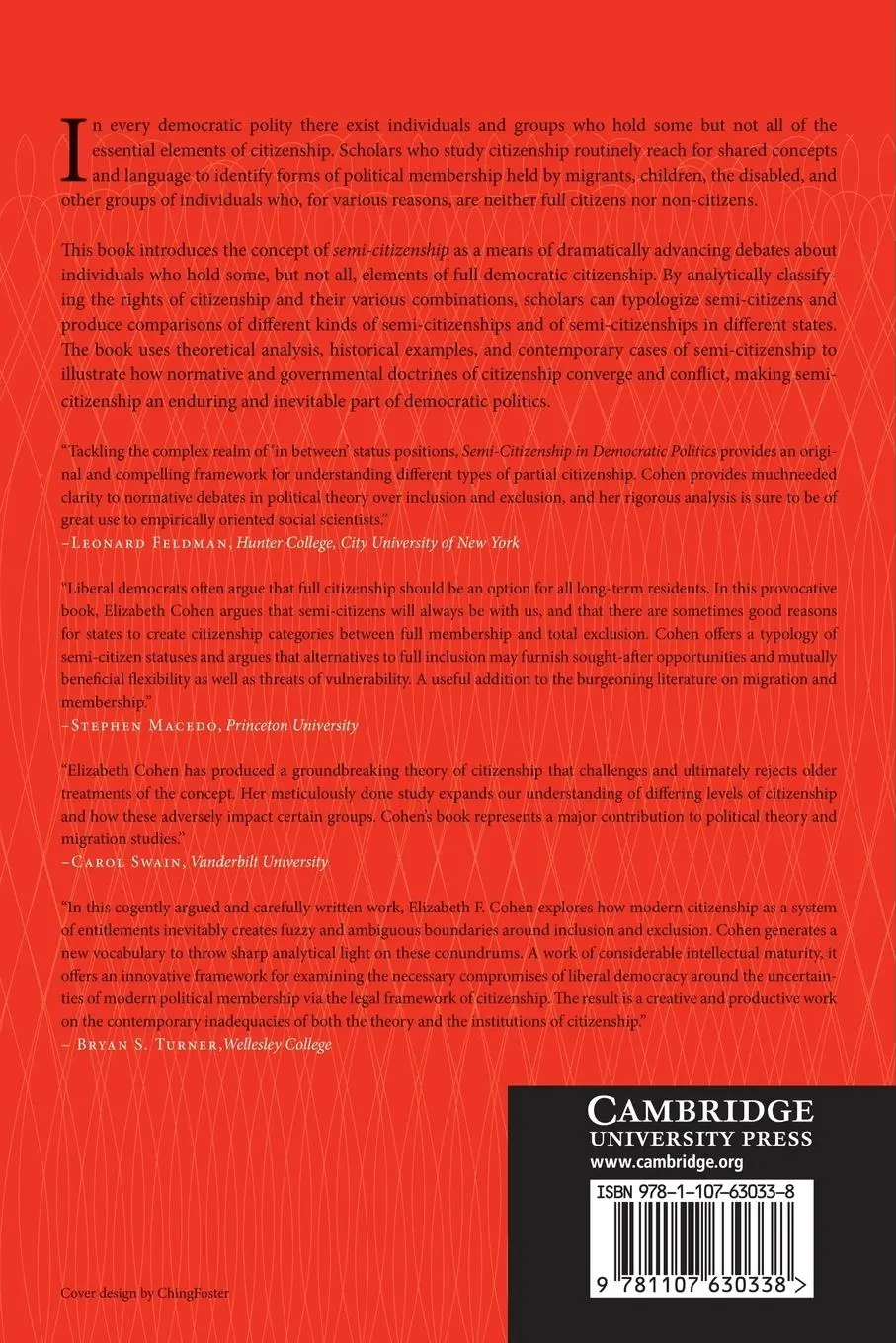 Rückseite: 9781107630338 | Semi-Citizenship in Democratic Politics | Elizabeth F. Cohen | Buch