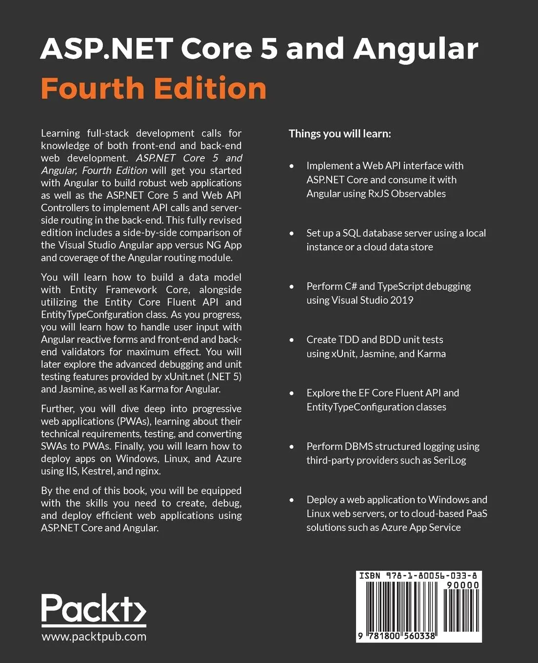 Rückseite: 9781800560338 | ASP.NET Core 5 and Angular - Fourth Edition | Valerio de Sanctis