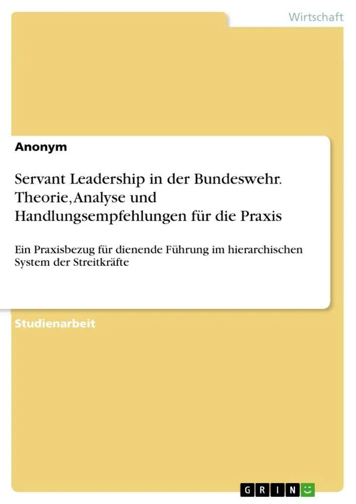 Cover: 9783389140338 | Servant Leadership in der Bundeswehr. Theorie, Analyse und...