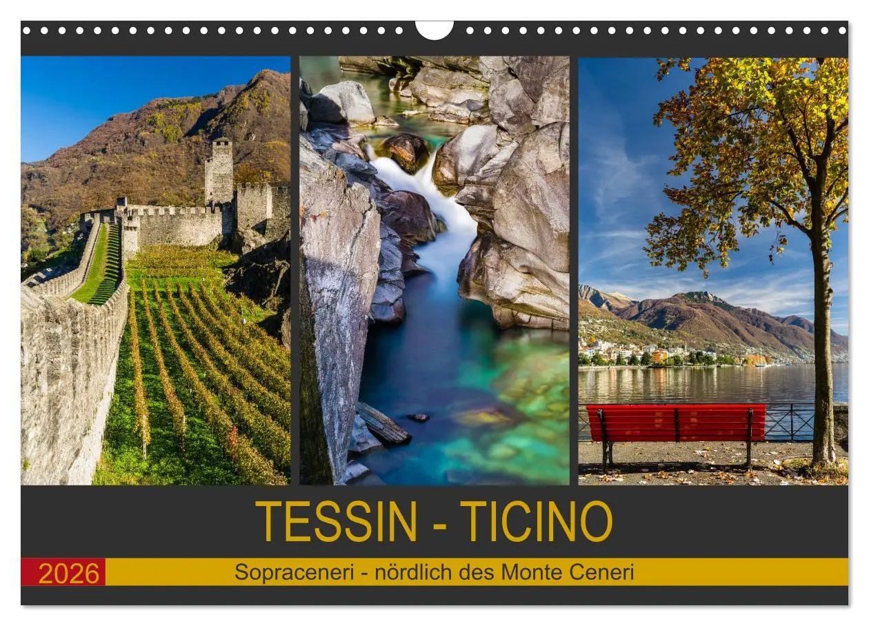 Cover: 9783457830338 | Tessin - Ticino (Wandkalender 2026 DIN A3 quer), CALVENDO...