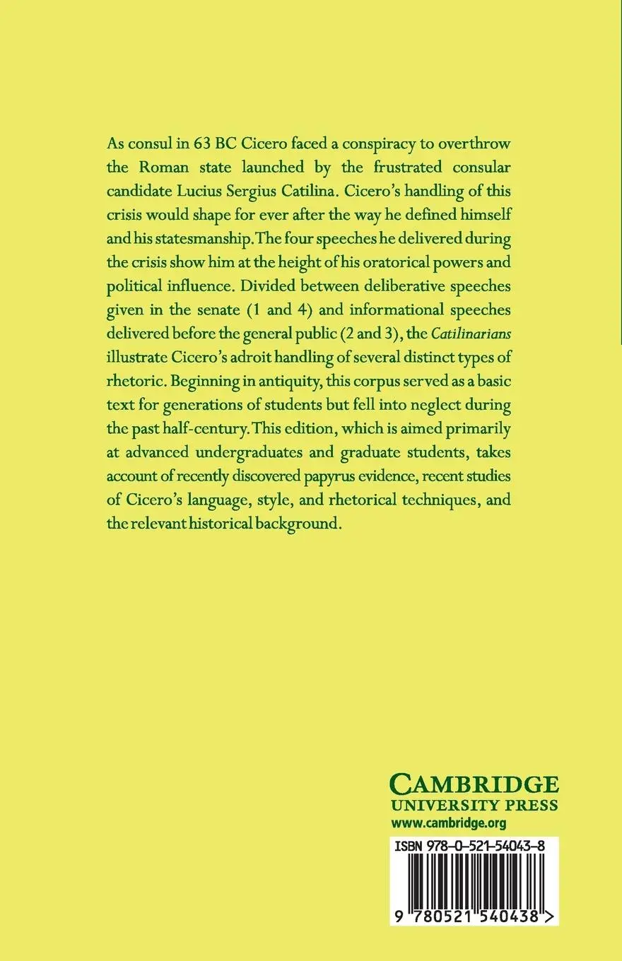 Rückseite: 9780521540438 | Cicero | Catilinarians | Marcus Tullius Cicero | Taschenbuch | 2016