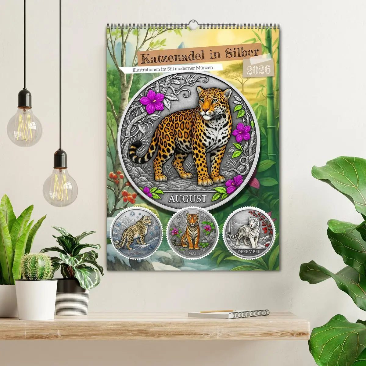Bild: 9783516600438 | Katzenadel in Silber (Wandkalender 2026 DIN A2 hoch), CALVENDO...